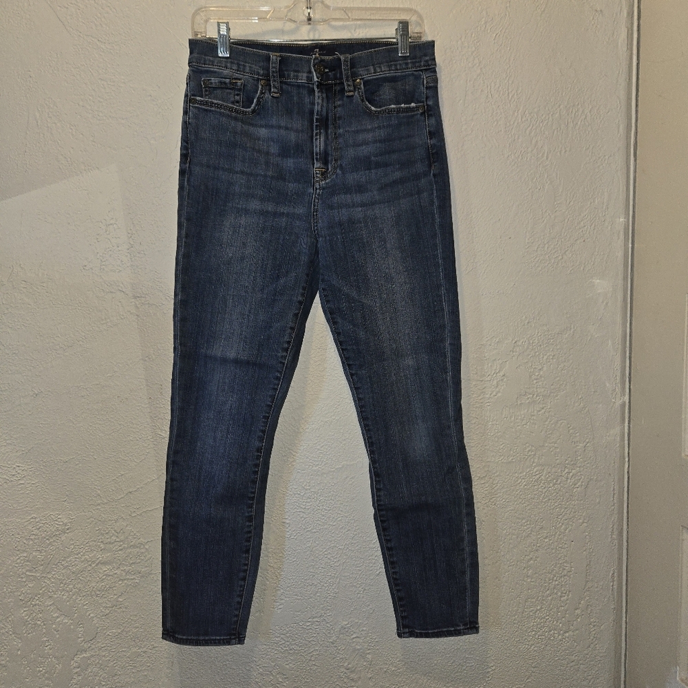 7 For All Mankind Dark Blue Skinny Jeans Womens Size 29